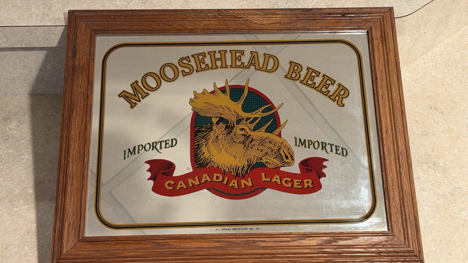 Moosehead Canadian Lager Glass Mirrored Light Up Sign Beer Signs Glass Works