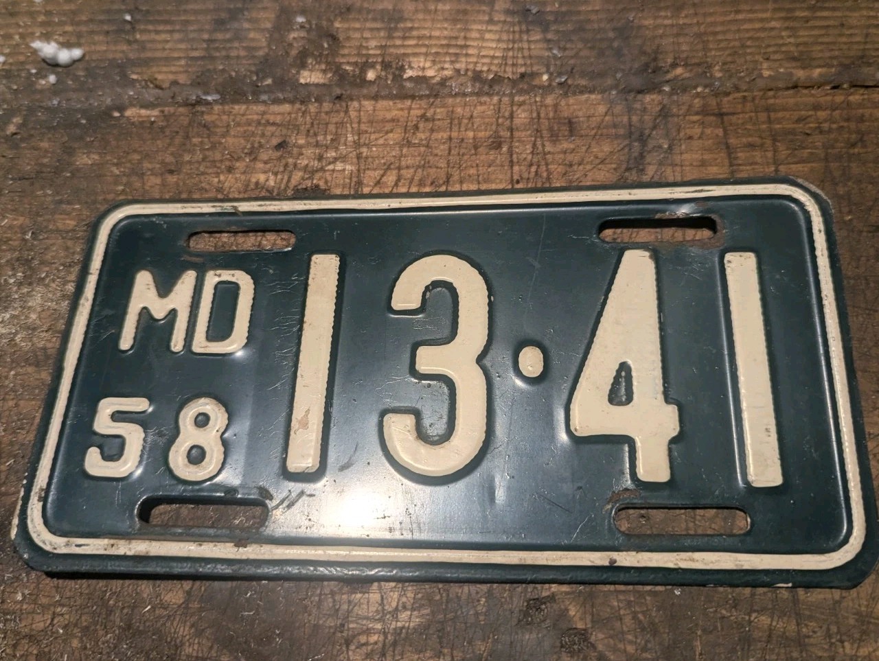 Vintage 1958 Maryland Motorcycle License Plate 13.41