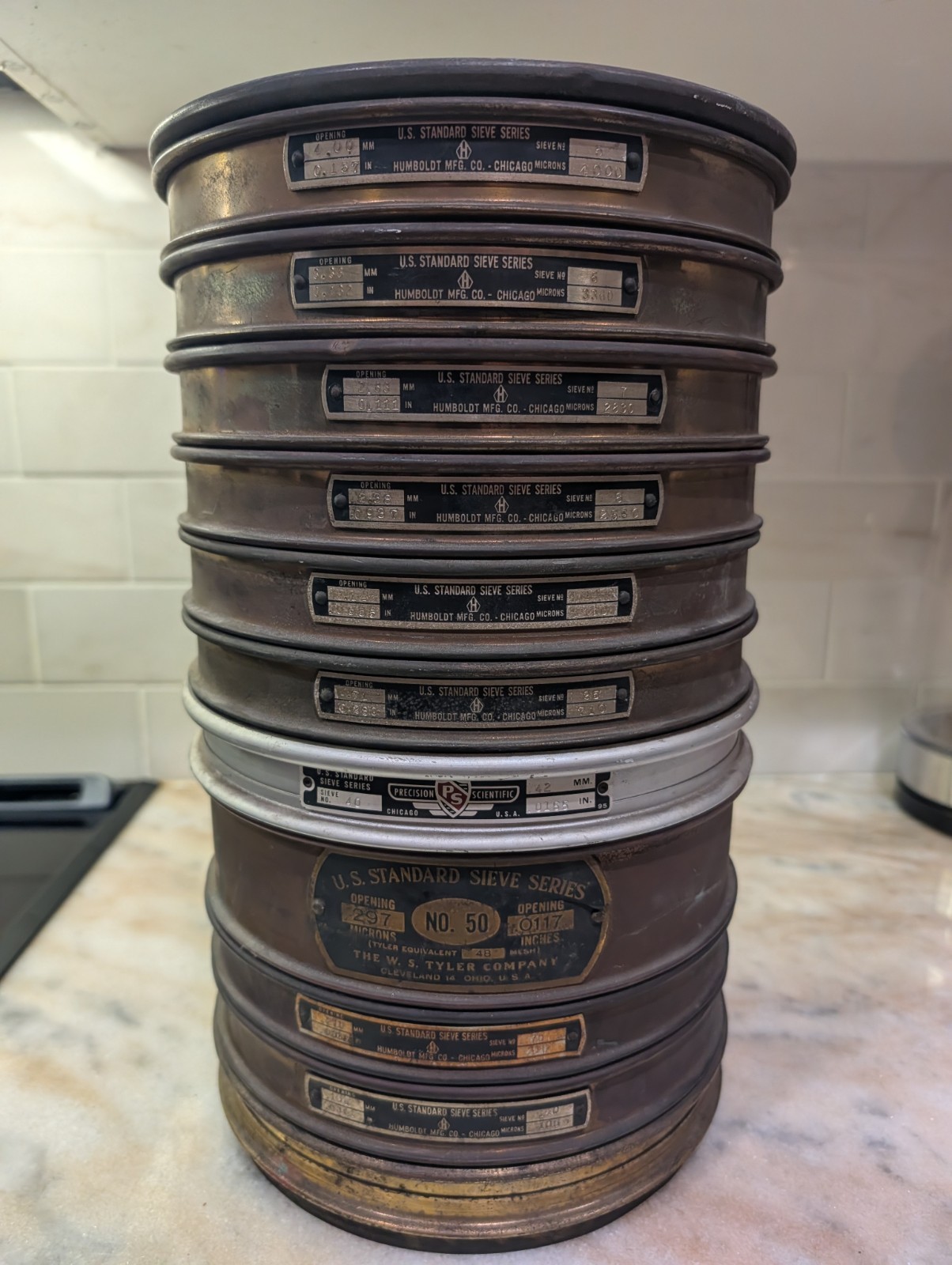 U.S. Standard Sieve Series Stack – Humboldt, Precision Scientific & W.S. Tyler