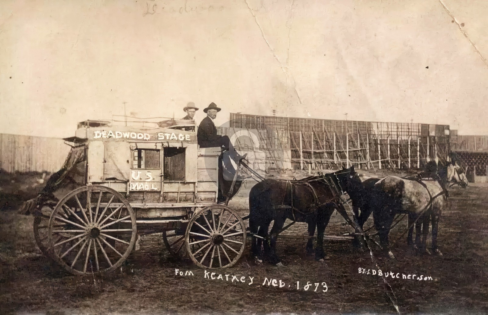 Kearney NE Nebraska Deadwood Stagecoach US Mail 1873 RPPC Photo Postcard COPY