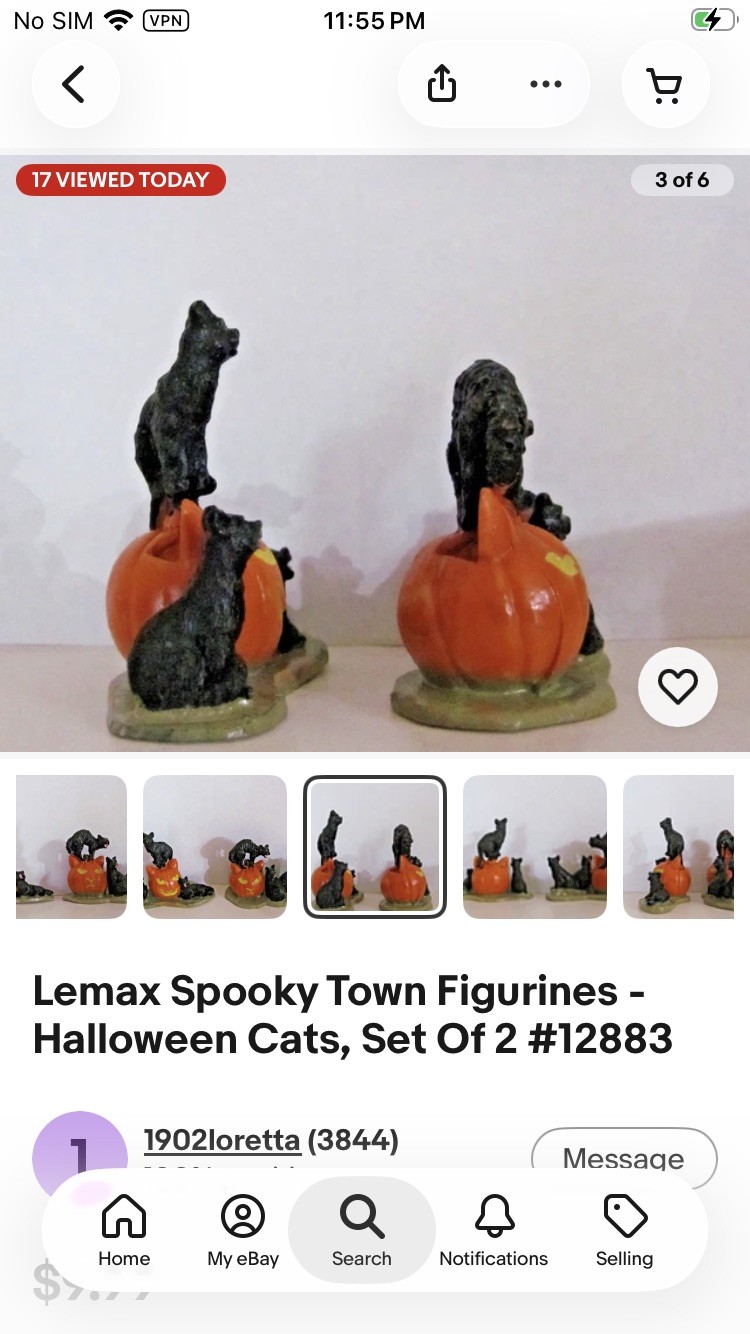 Lemax Spooky Town Figurines - Halloween Cats, Set Of 2 #12883