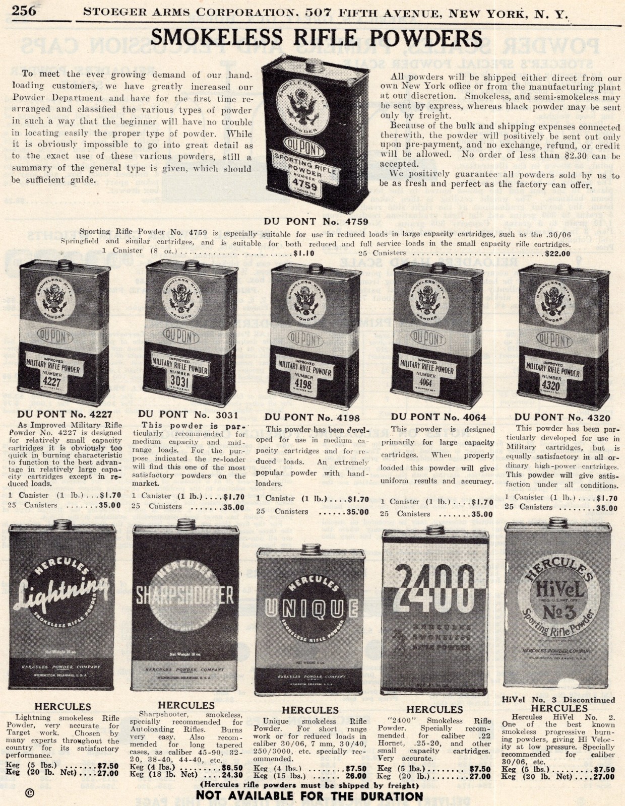 1947 Print Ad of DuPont & Hercules Smokeless Sporting & Military Rifle Powder 1947 Print Ad of DuPont & Hercules Smokeless Sporting & Military Rifle Powder