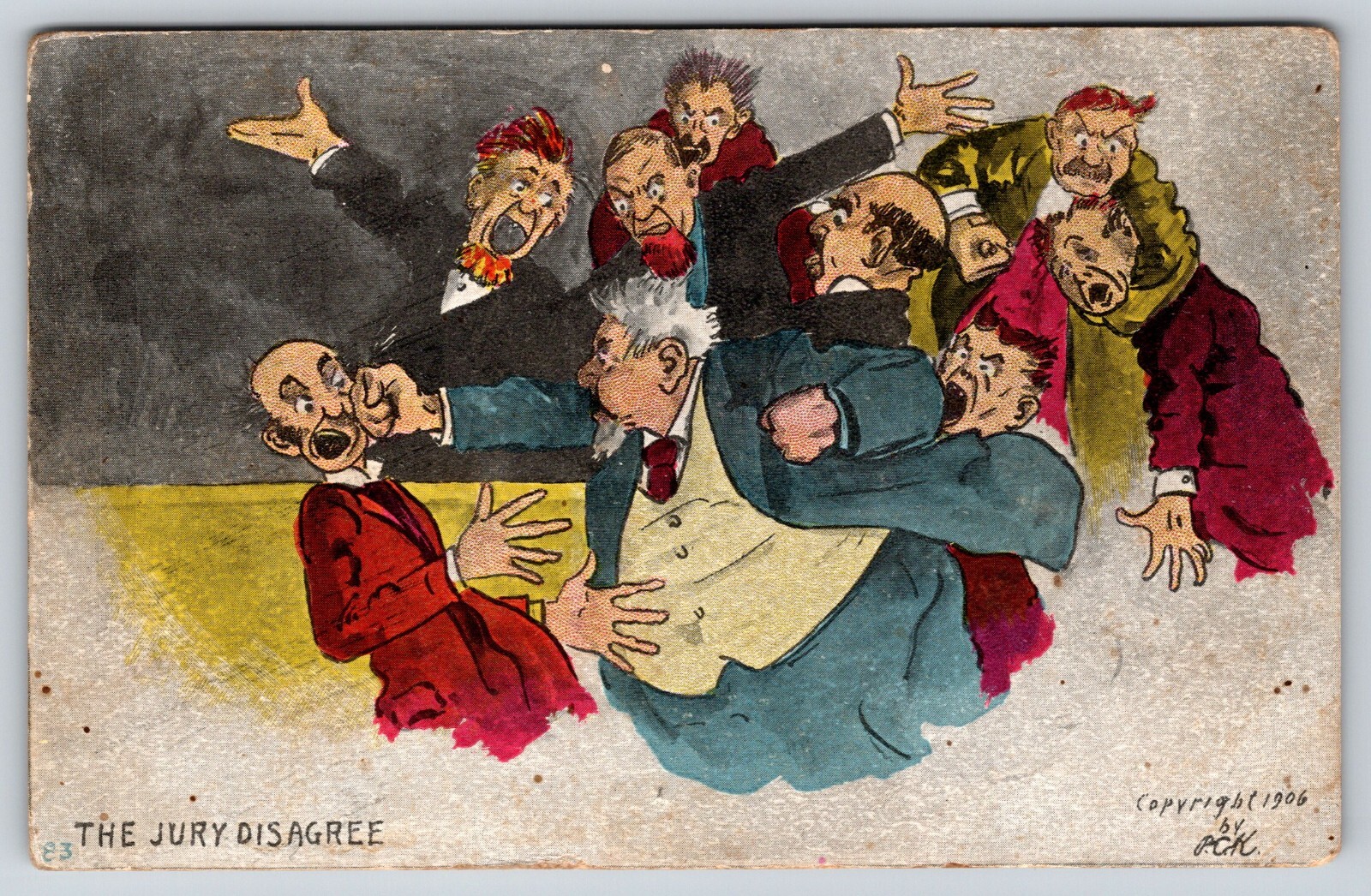 PCK~Comic Pun Legal Understatement~Big Fist Fight~The Jury Disagree~1910