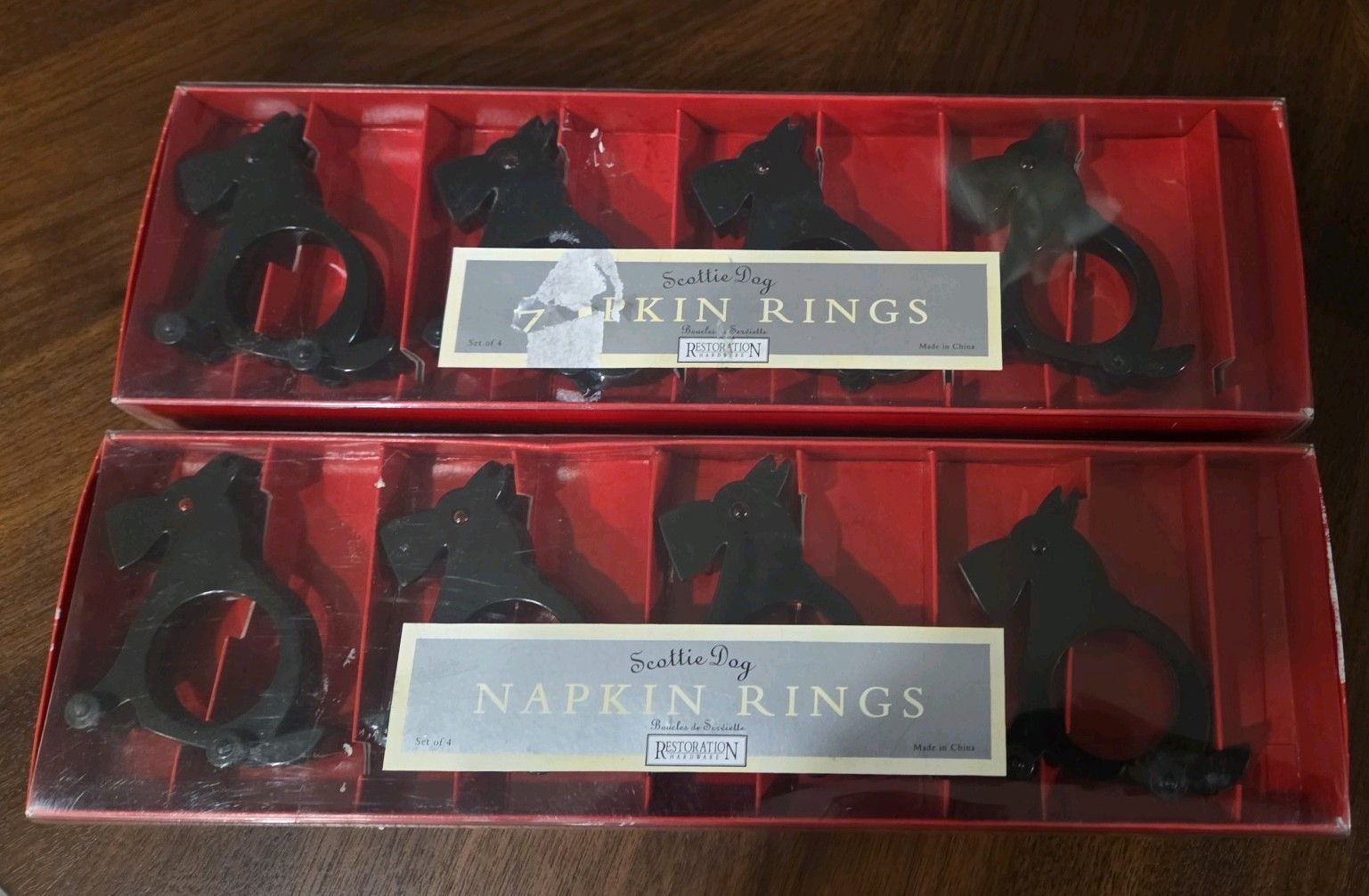 Vintage Restoration Hardware Scottie 2 sets (4) each Dog Napkin Ring Holders Vintage Restoration Hardware Scottie 2 sets (4) each Dog Napkin Ring Holders