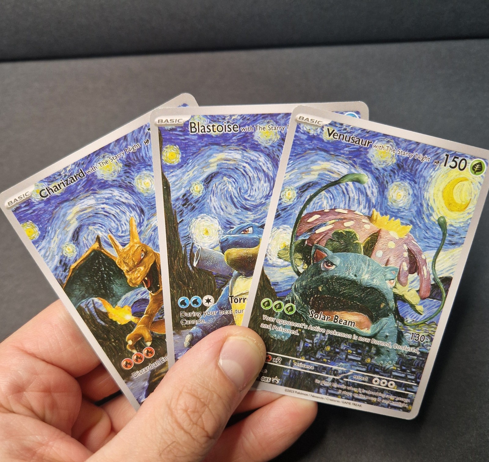 Charizard Blastoise Venusaur Pokemon Van Gogh Style Holo 3 Card Set
