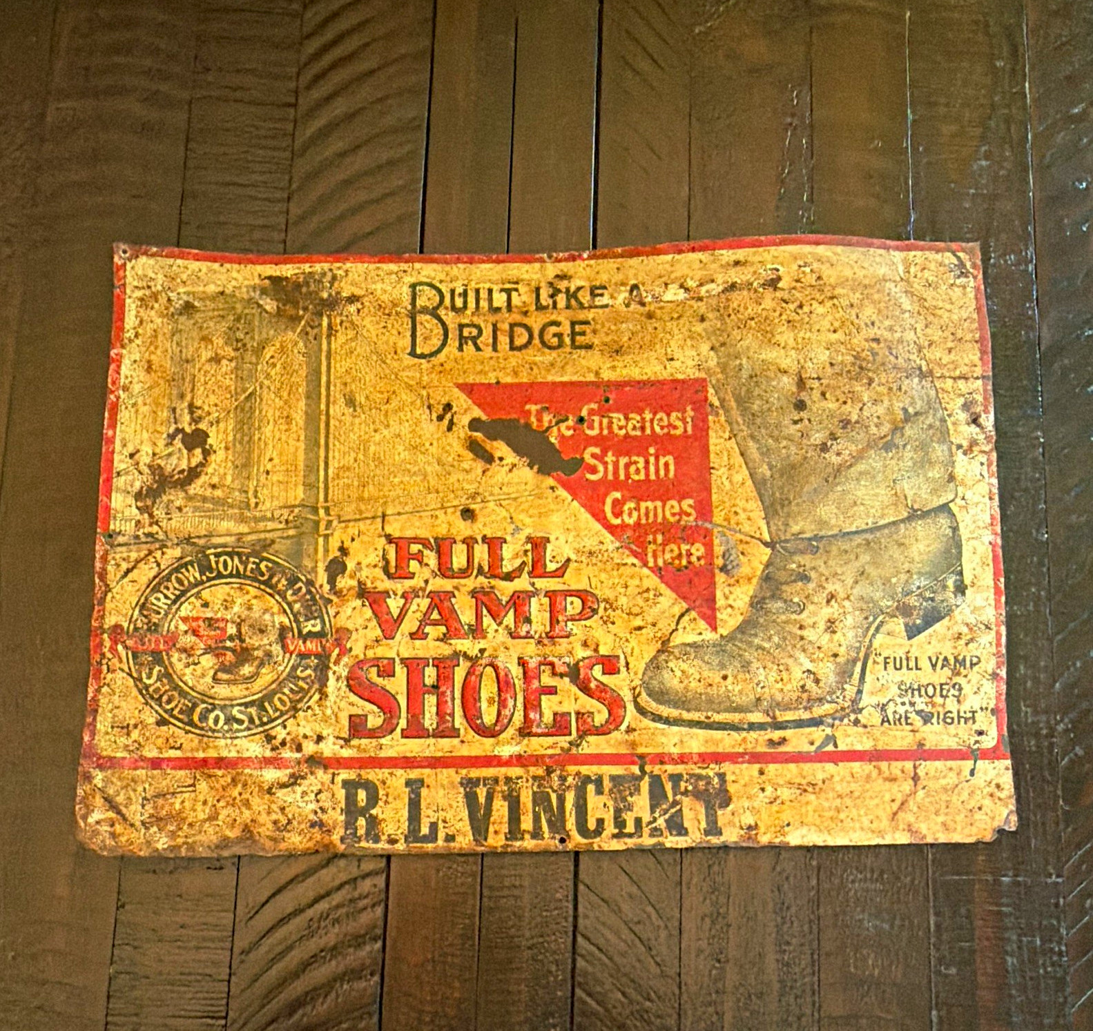 Burrow-Jones Shoe Co. Full Vamp Shoes Sign 