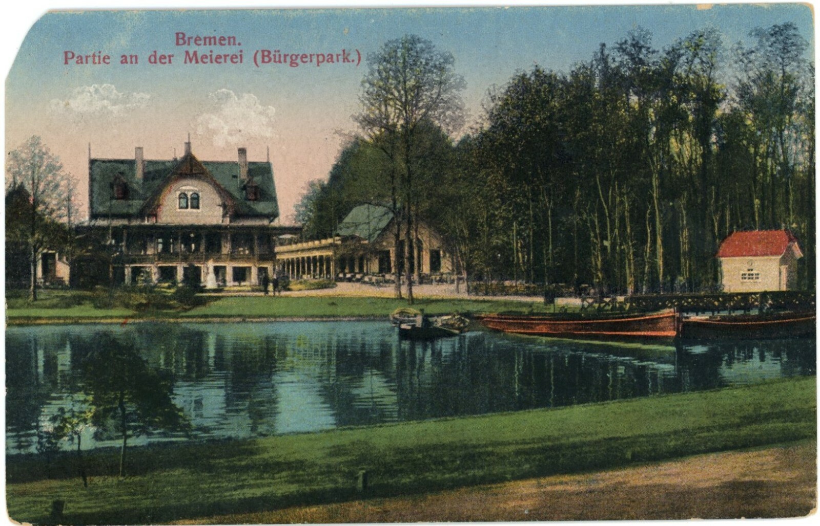 Bremen Germany Meierei im Bürgerpark Lake View Divided Back Postcard c.1910 Bremen Germany Meierei im Bürgerpark Lake View Divided Back Postcard c.1910