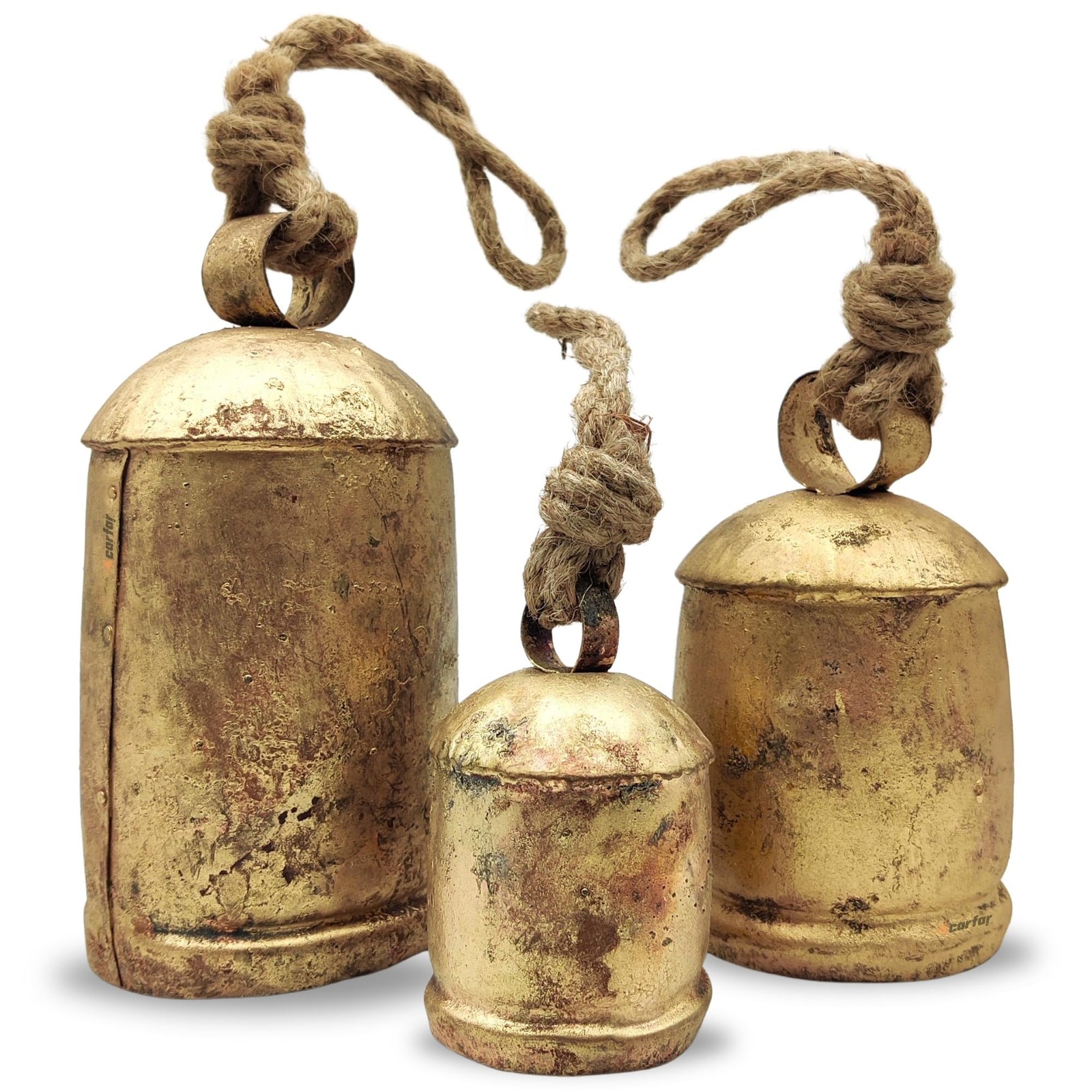 Handicrafts Vintage Rustic Metal Harmony Cow Bells Set of 3 Huge Rustic Chris...