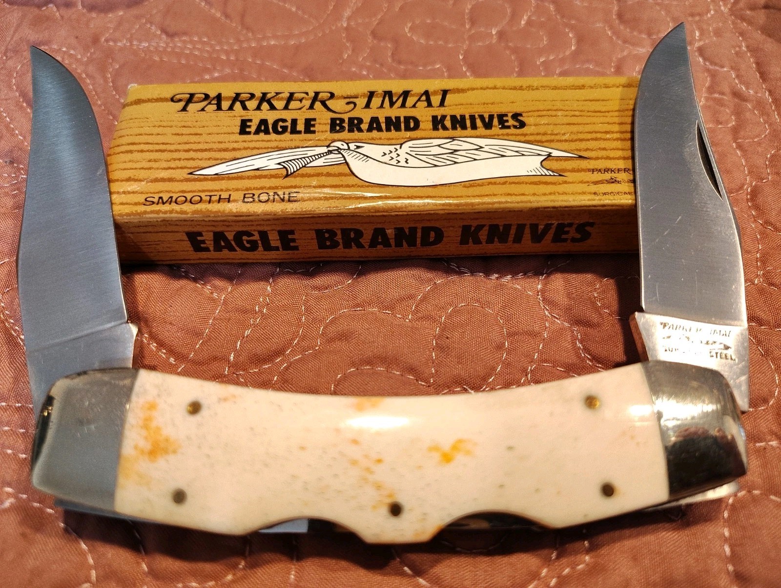 VINTAGE Parker IMAI K236 Japan Smooth Bone, Lockhorn Double Lock With Box.