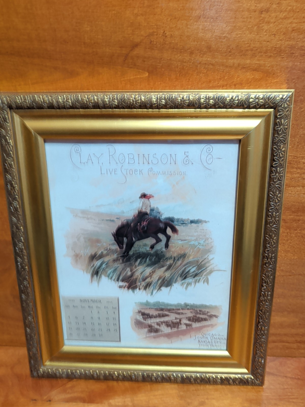 Clay Robinson & Co Livestock Calender 1893 frame Copy 11x13