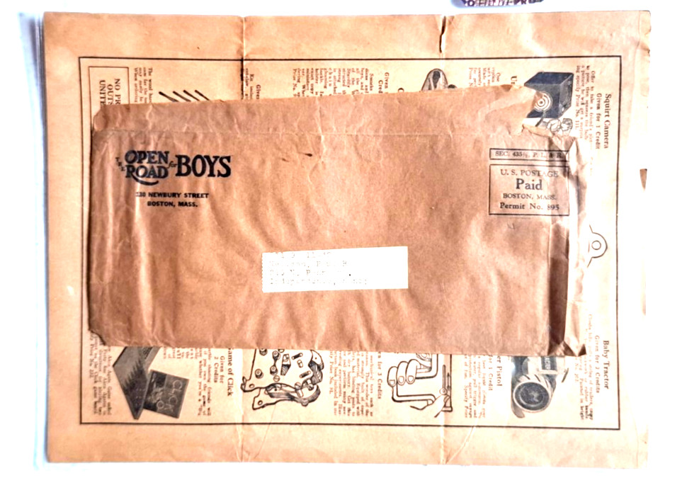 Vtg 1930s Open Road for Boys WINNIT PRIZE SHEET & Original Mailing Envelope