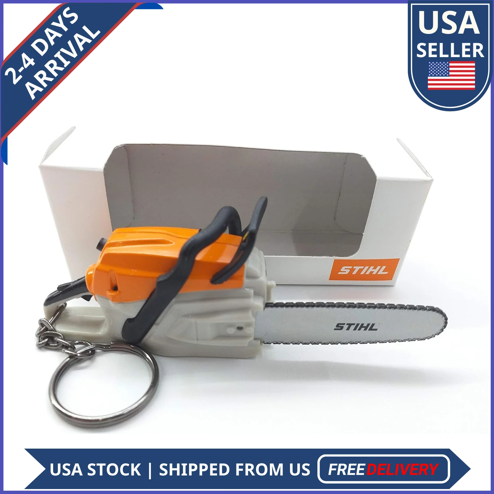 Stihl Chainsaw Shaped Keyring Battery Operated Keychain Toy