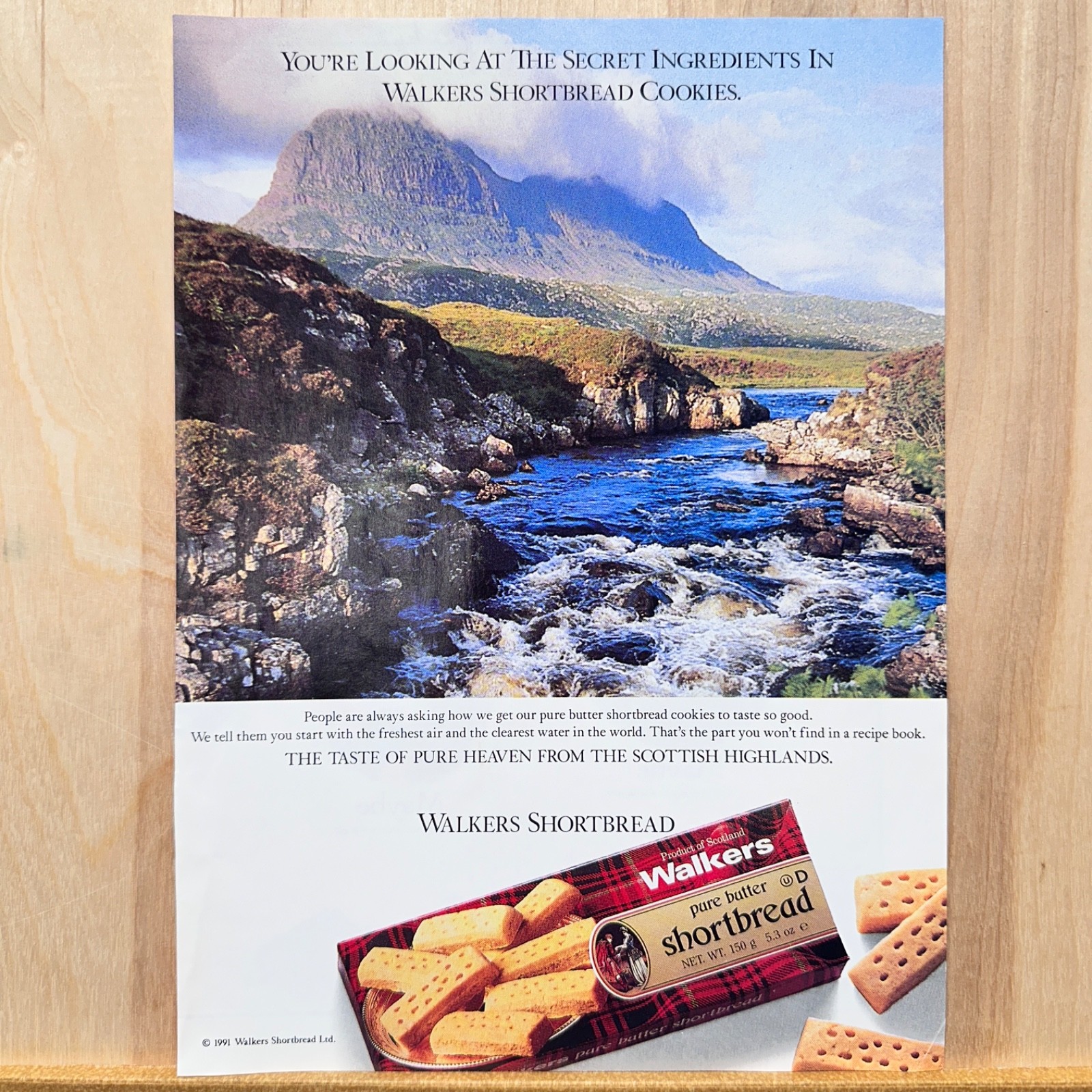 1991 Walkers Shortbread Cookies Vintage Print Ad Food Art Taste From Pure Heaven