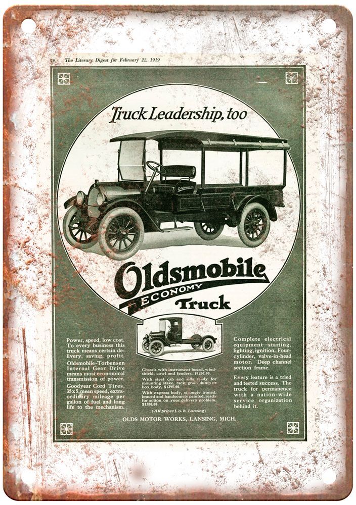 1919 Oldsmobile Economy Truck Vintage Ad Retro Look Metal Sign A4786 1919 Oldsmobile Economy Truck Vintage Ad Retro Look Metal Sign A4786