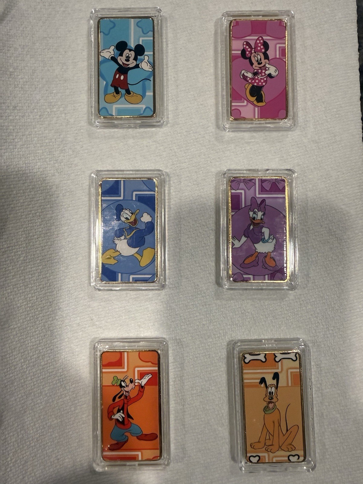 Disney 24k Gold Plated Character Bar Collection Complete 6 Piece Set