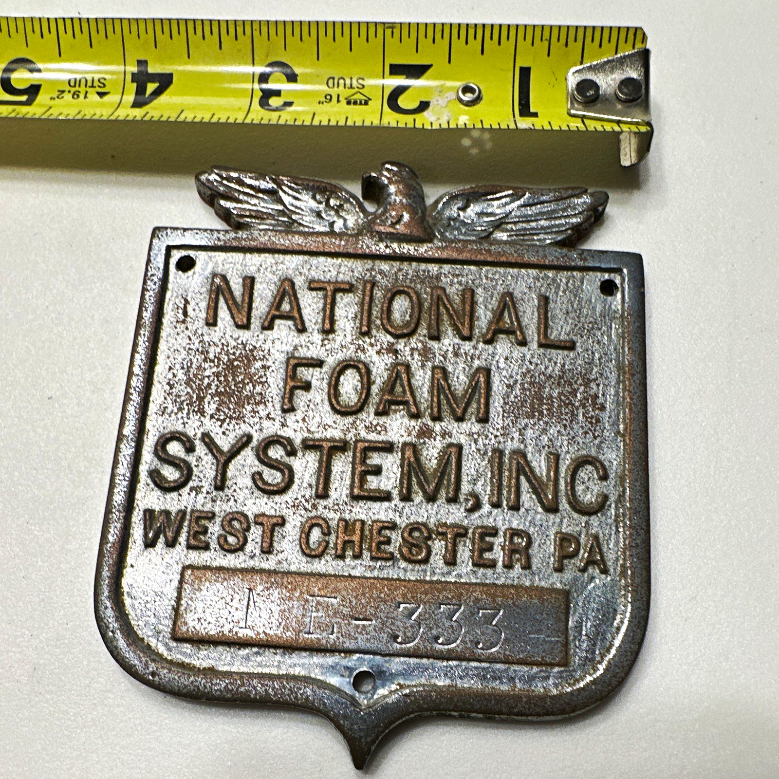 National Foam System Inc Metal Plaque Shield West Chester PA Banking & Insurance