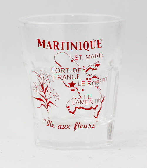 MARTINIQUE VINTAGE MAP OUTLINE SHOT GLASS SHOTGLASS
