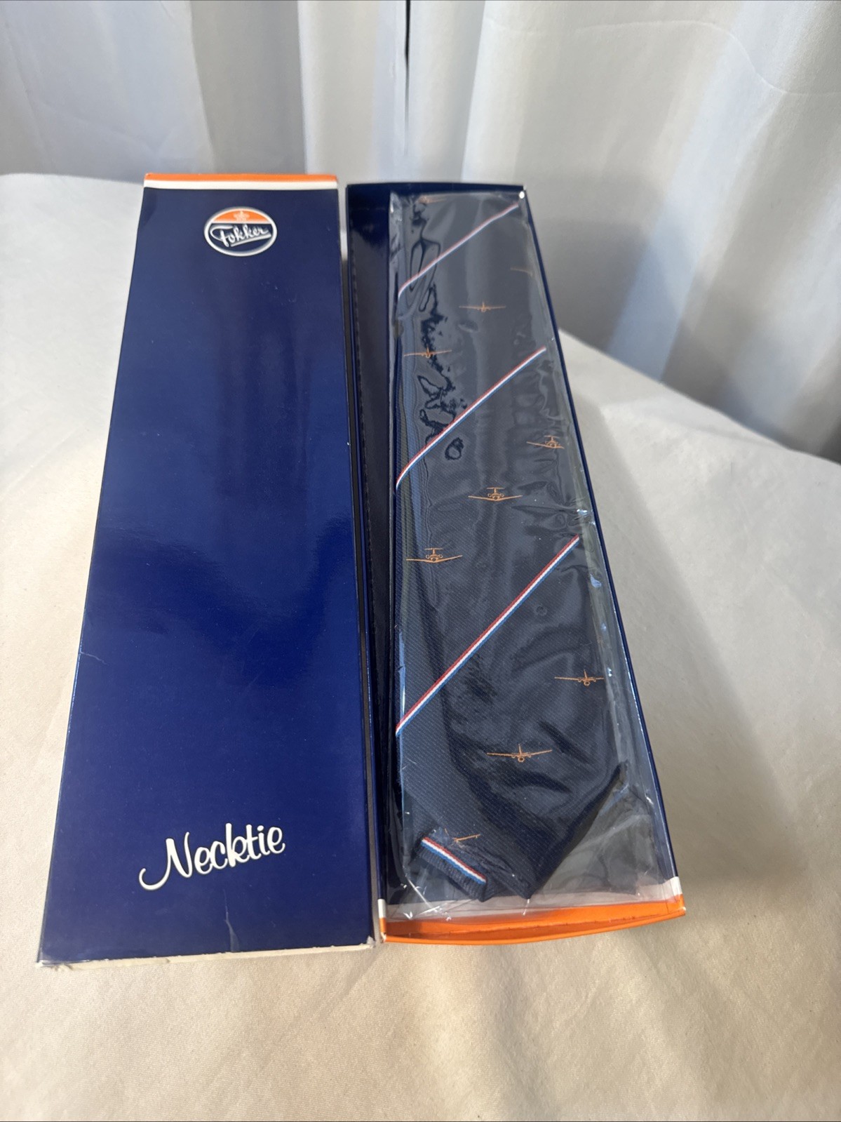 Vintage Fokker Necktie Still In Box /Aviation Dutch Aircraft Manufacturing Co.