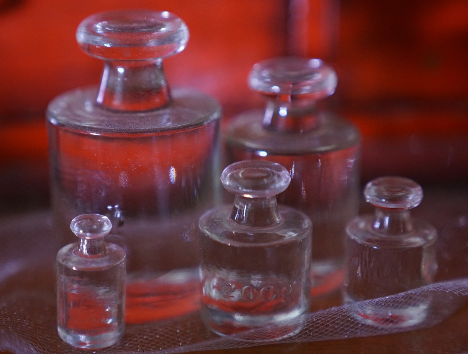 Set of 5 Vintage Laboratory Apothecary Glass Weights