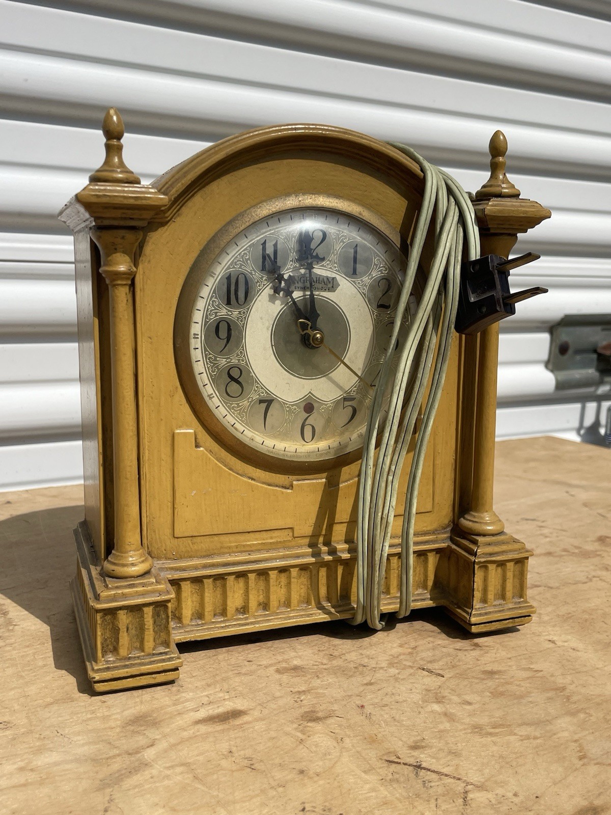 Antique Ingraham Mechanical Mantle Clock Cool Piece Working Well