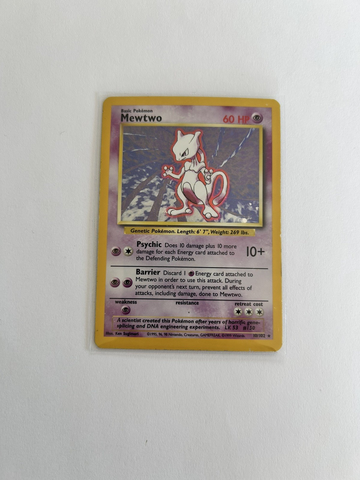Mewtwo 10/102 Holo Rare Base Set 1999 Pokémon Card WOTC Unlimited LP/MP