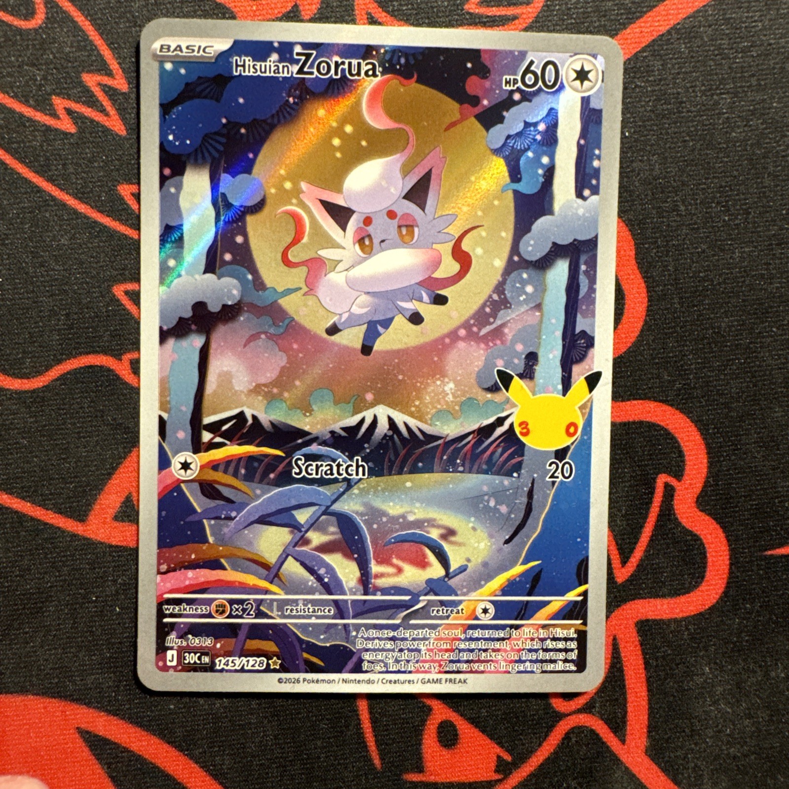 Pokémon TCG Hisuian Zorua 145/128 30th anniversary illustration rare