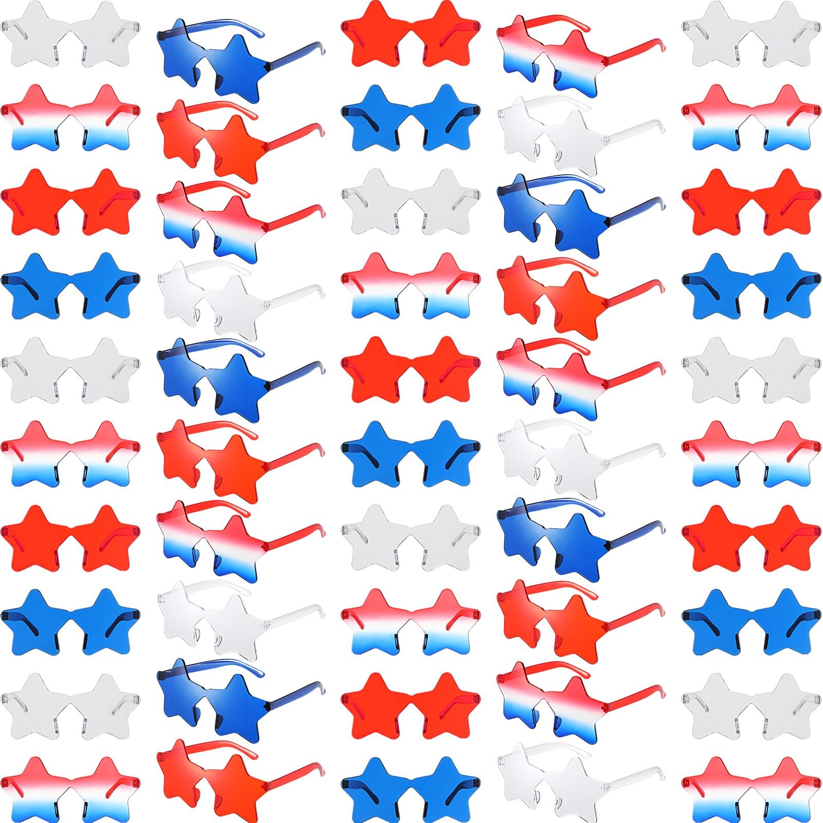 48 Pcs 4th of July Star Shaped Sunglasses Bulk
