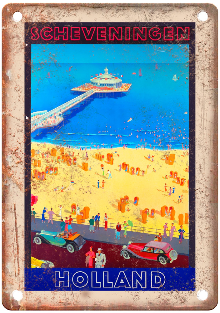 Vintage Scheveningen Holland 1938 Travel Poster Retro Look Sign T1113