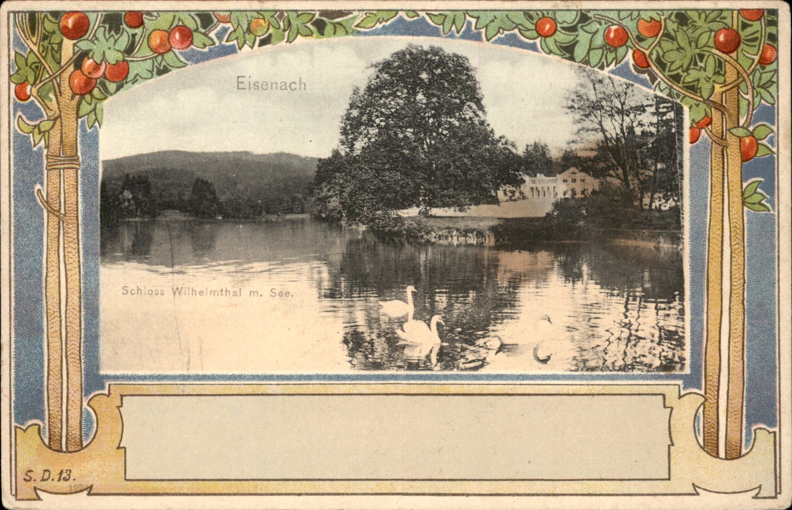 Eisenach Thuringia Schloss Wilhelmthal S. D. 13. c1900s-10s Vintage Postcard