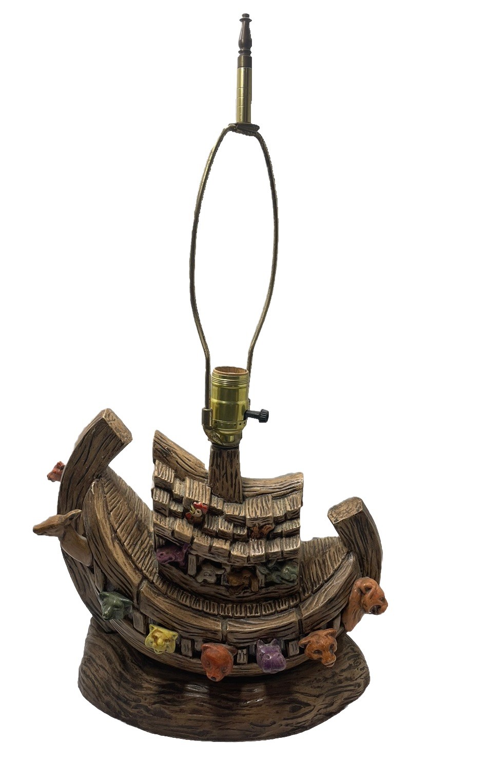 Vintage Noah\'s Ark Lamp Holiday Christmas Display - HAND PAINTED Ceramic