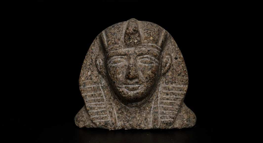 Ancient Egyptian Antiquities Pharaoh Head Statue Granite Royal Portrait Figurine