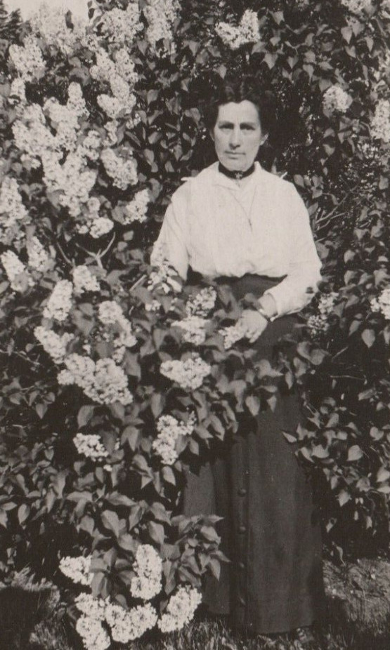 Woman Beautiful Garden Flowers RPPC People Postcard Floral Plants