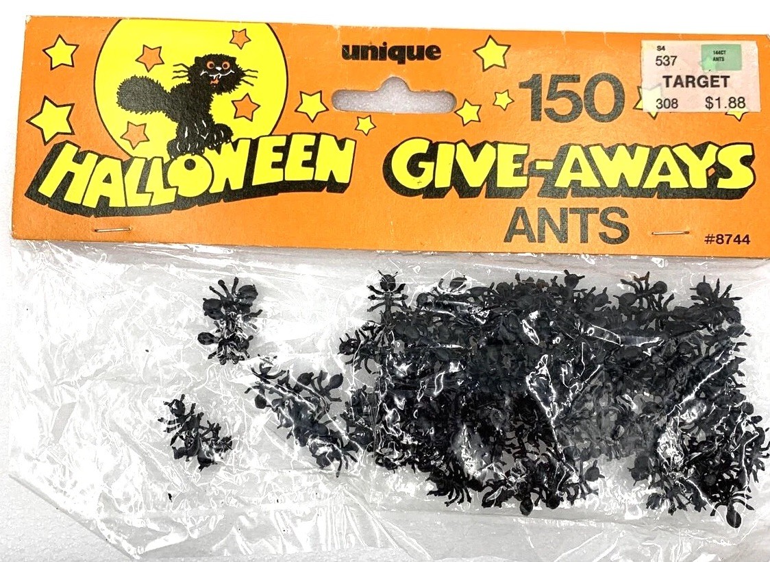 Vintage Unique Industries Halloween Give Aways 150 Ants 1989 Original Target Tag