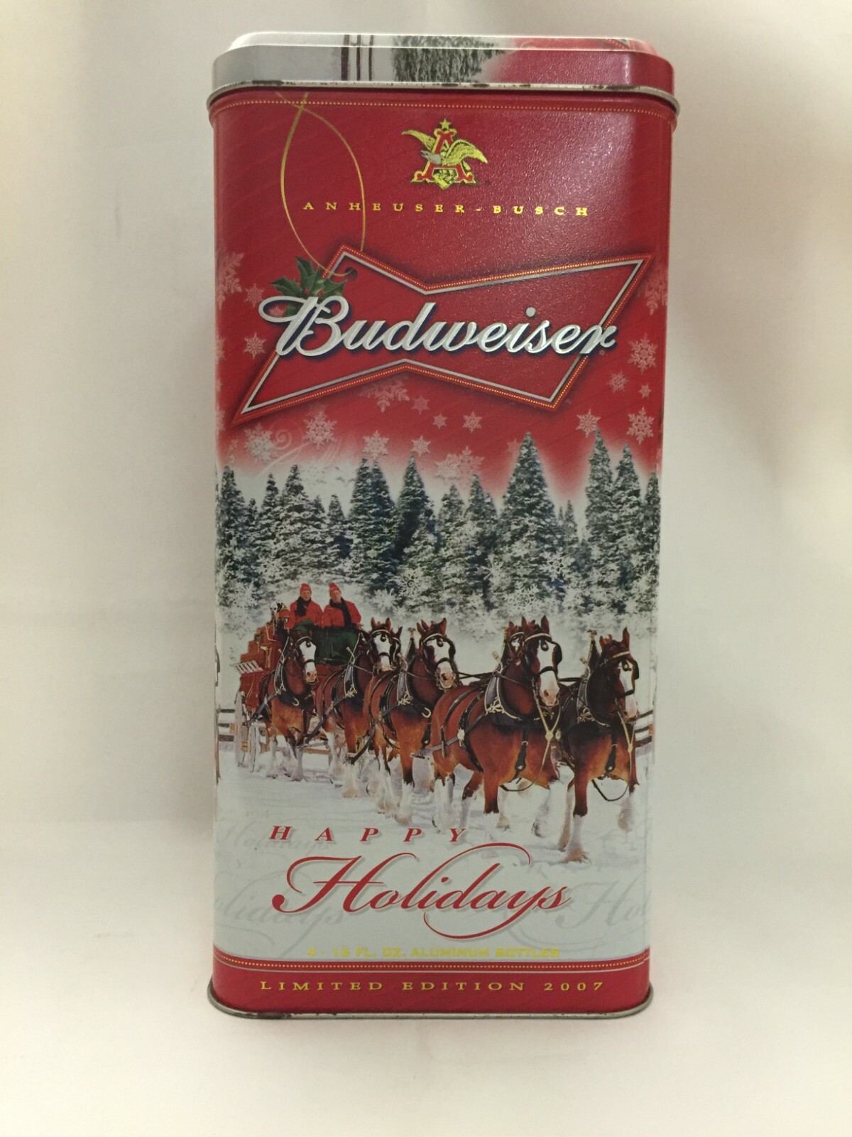 2007 Limited Edition Budweiser Happy Holiday Aluminum Bottles Coasters Set