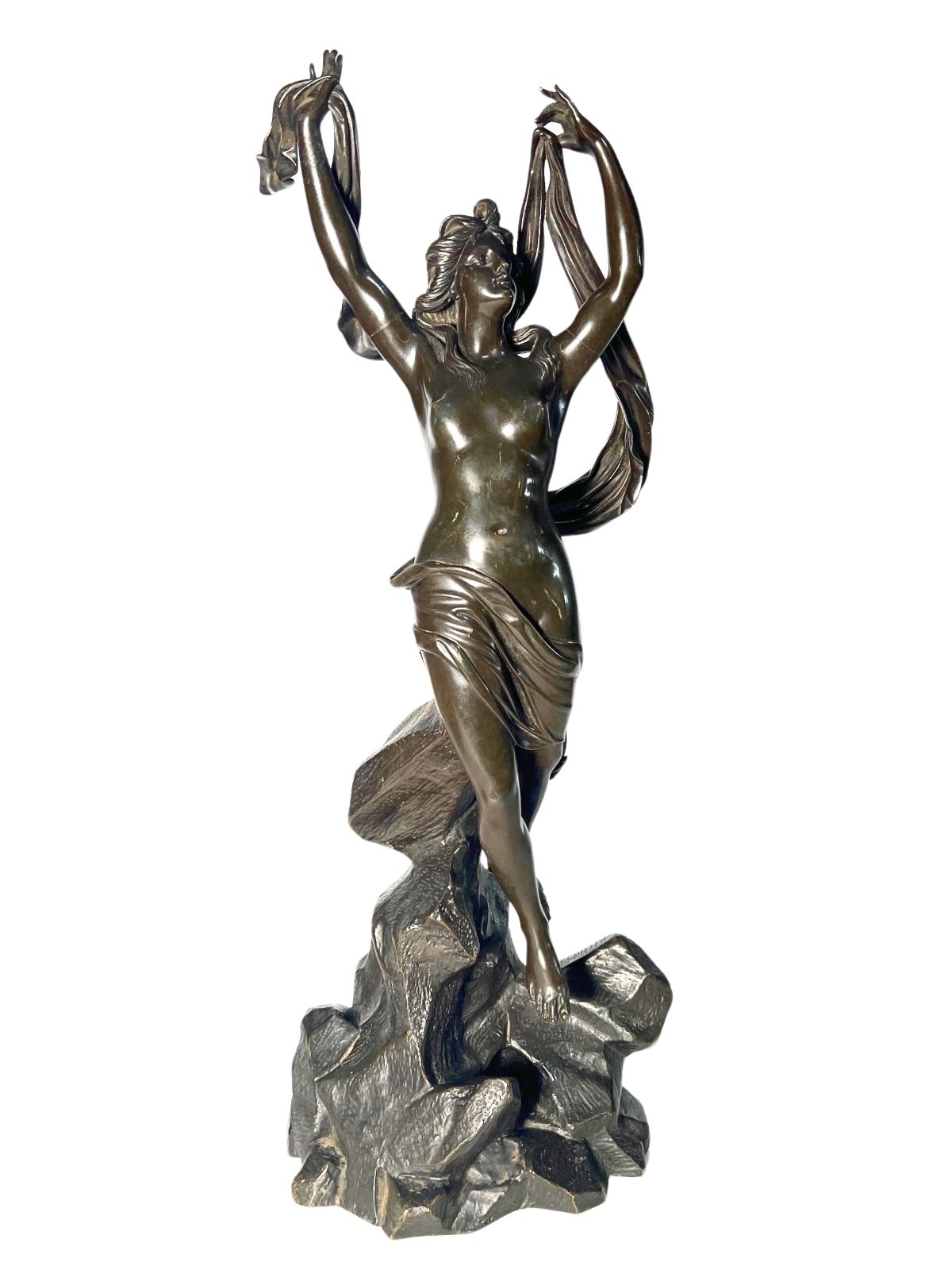 AN ENGLISH PATINATED BRONZE FIGURE OF A LADY BY J.A HATFIELD SIGNED