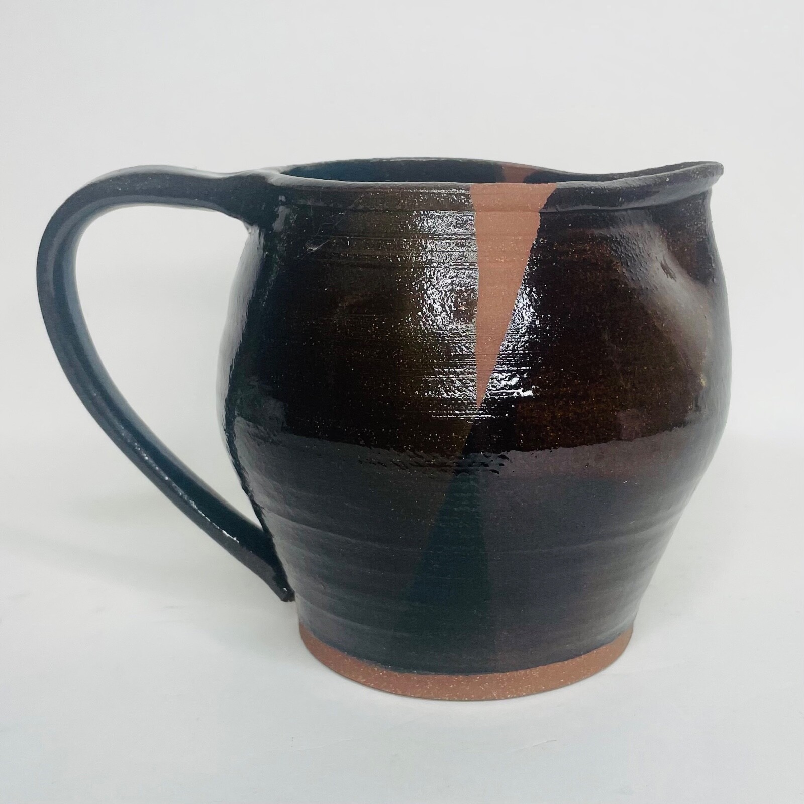 Studio Pottery Hand Thrown Pitcher Brown Blue Glazed Stoneware