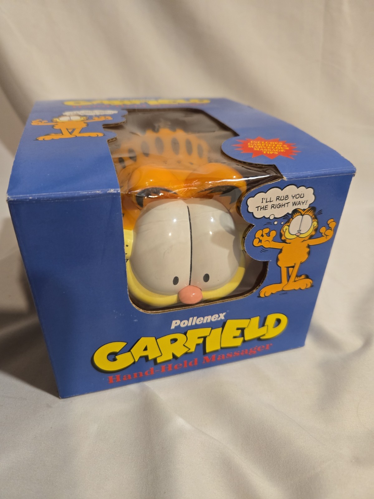new open box • vintage 1980's GARFIELD HAND HELD MASSAGER • POLLENEX