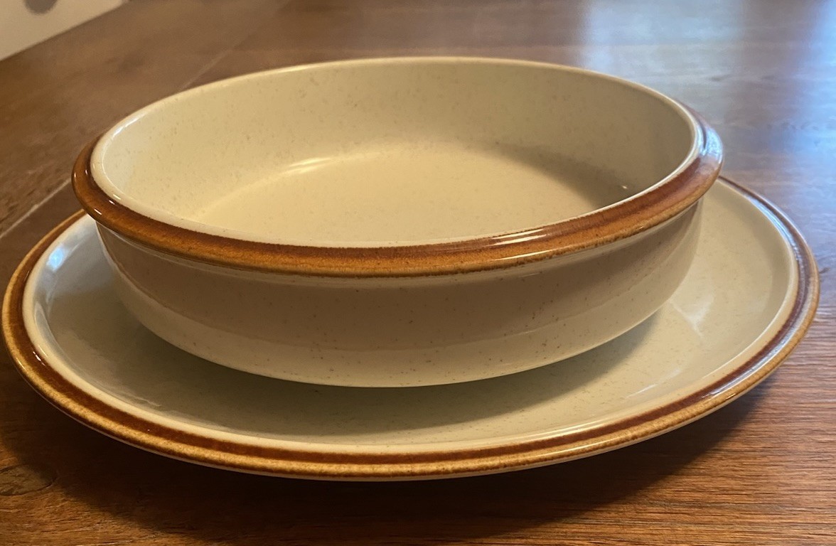 VTG 70s Mikasa Natural Beauty Large Veggie Bowl & Dinner Plate
