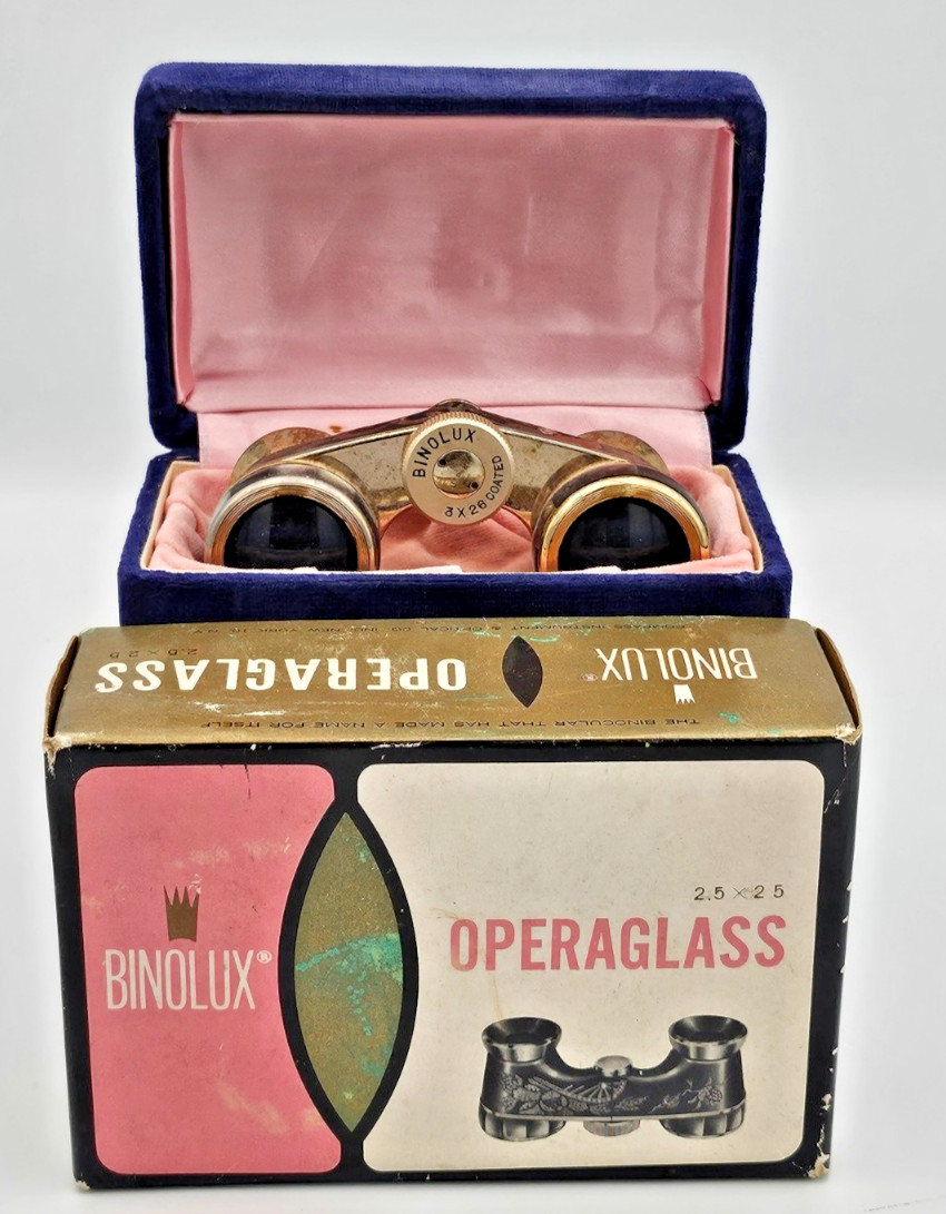 Vintage Binolux Opera Glasses 3x26 Coated Theater Binoculars w Box Case Japan