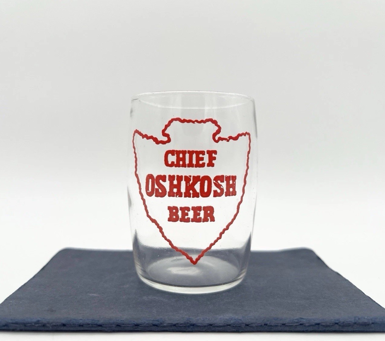 Vintage Chief Oshkosh Beer Glass Arrowhead Logo Wisconsin Brewery