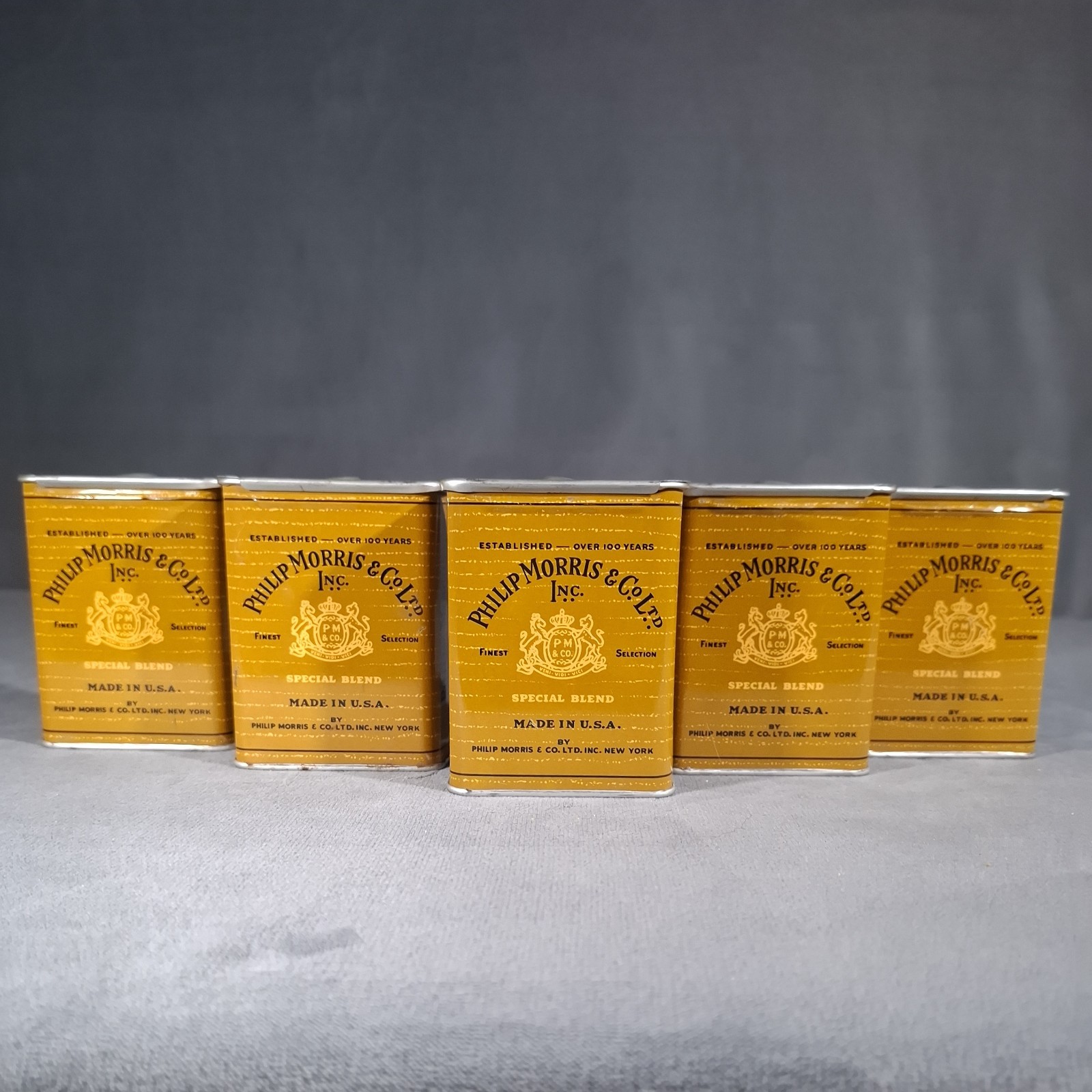 Lot of 5 Vintage 1948 Philip Morris Special Blend Cigarette Pocket Tins Lot of 5 Vintage 1948 Philip Morris Special Blend Cigarette Pocket Tins