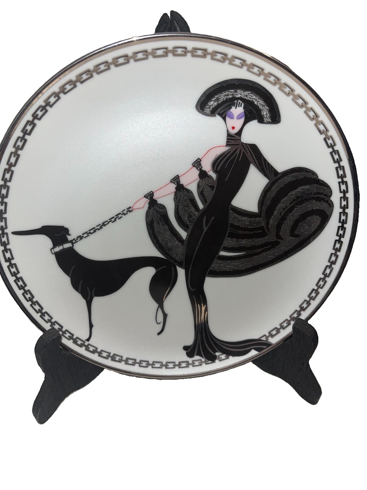 VTG House of Erte Art Deco Limited  Women Plate Franklin Symphony In Black Fun