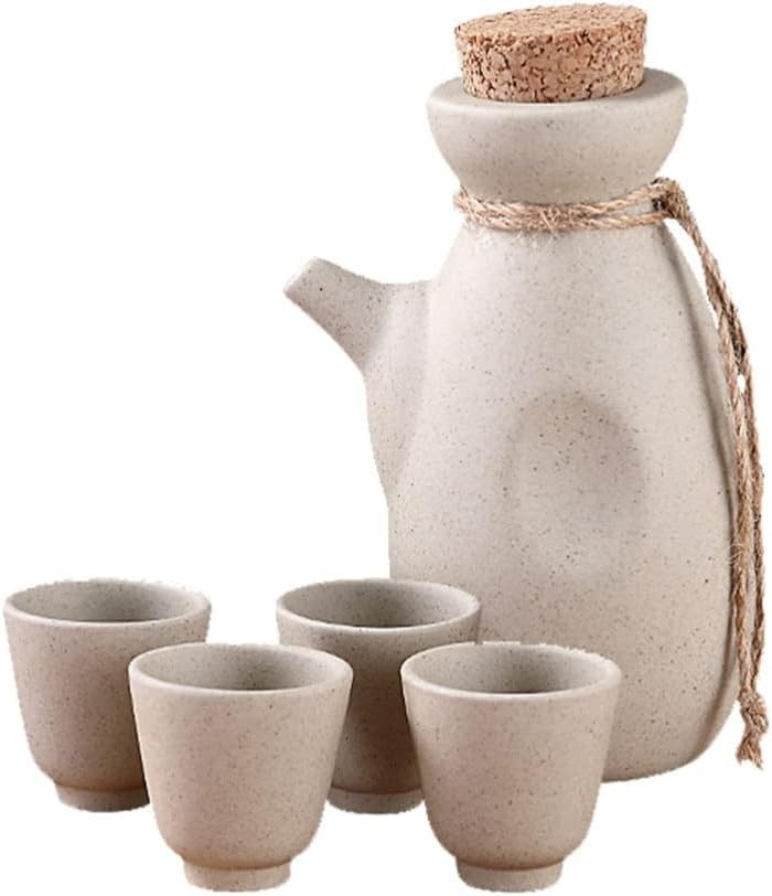 Hemoton Ceramic Sake Pot and Serving Cups Japanese Wine Set Multi-functional Sak
