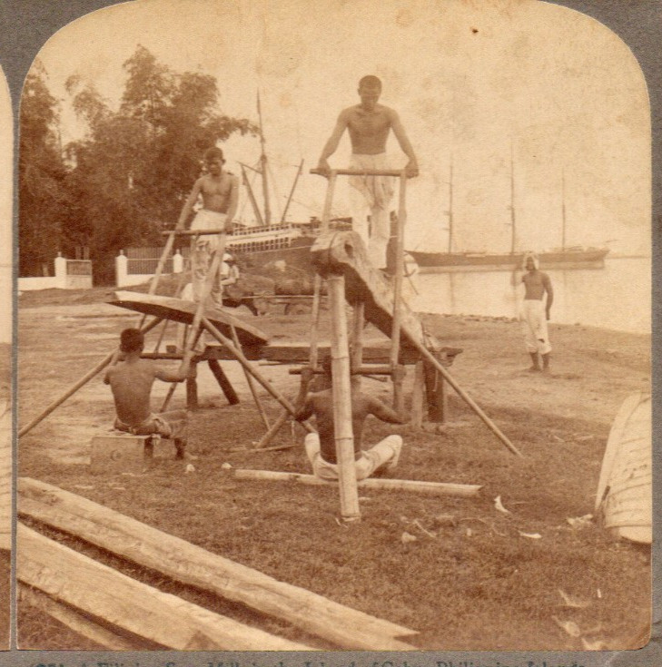 1900 Filipino Saw Mill, Philippine Islands.  Underwood  Stereoview Photo