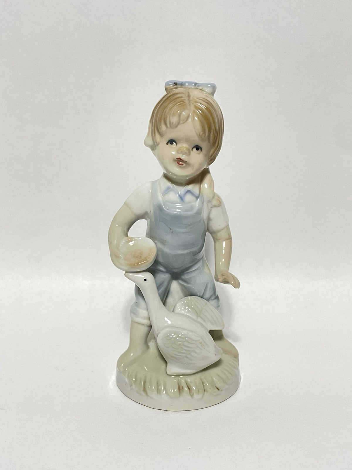 Girl With Goose Figurine, Porcelain