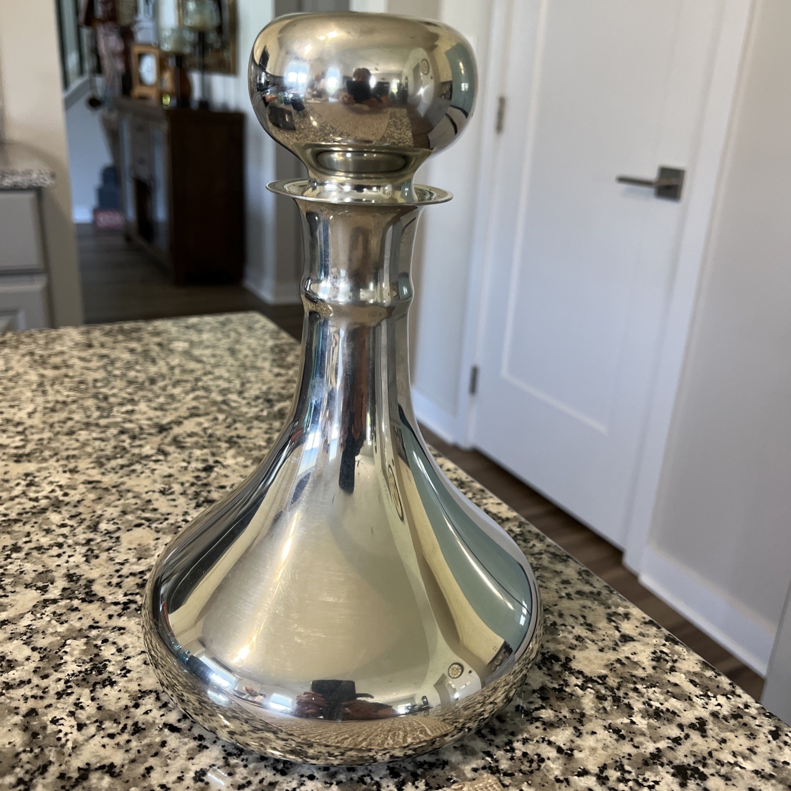 Vintage Lunt Silversmiths English Pewter Decanter with Stopper Made In England