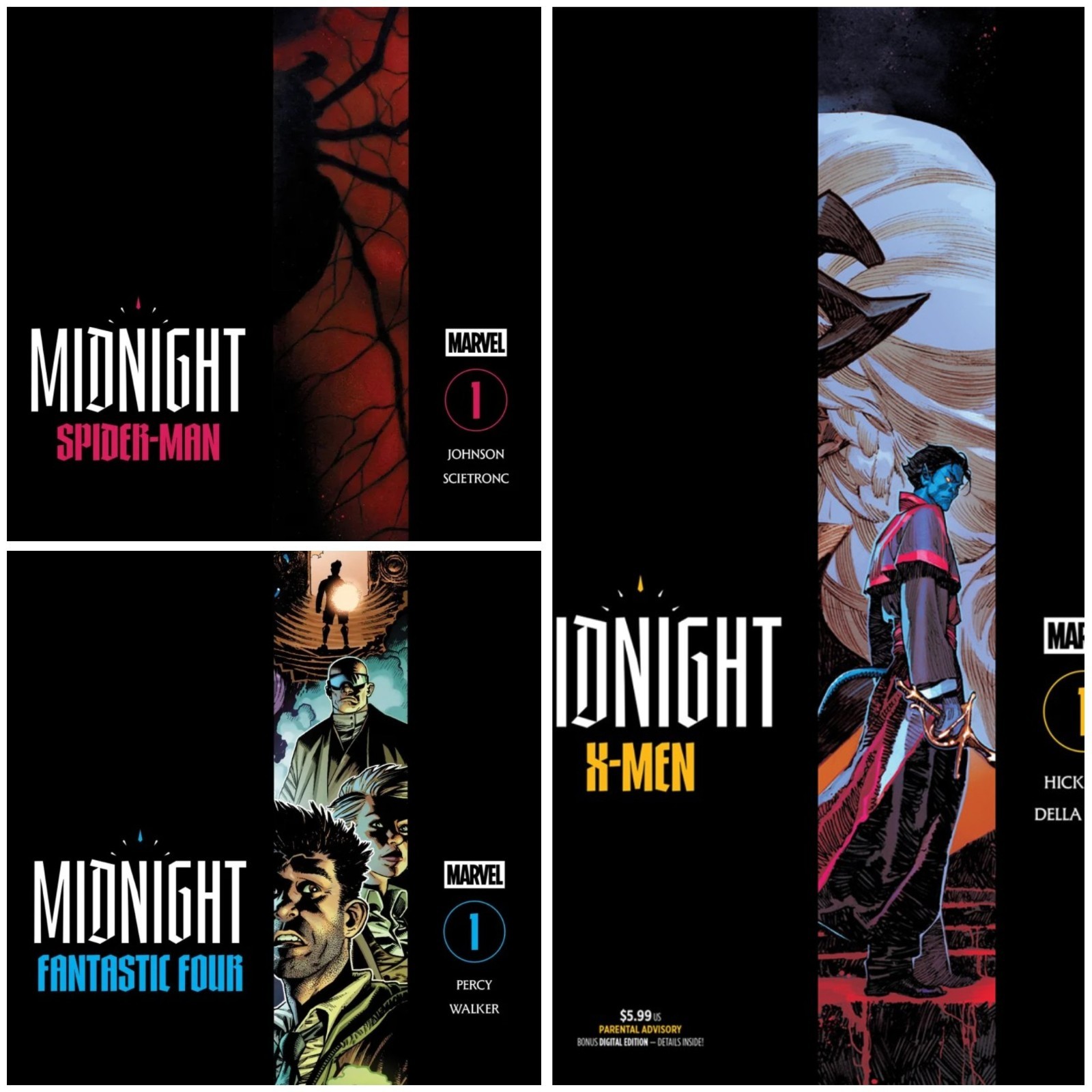 Set Of 3 Marvel Midnight #1 PRESALE 10/7 X-Men Spider-Man Fantastic Four PRESALE