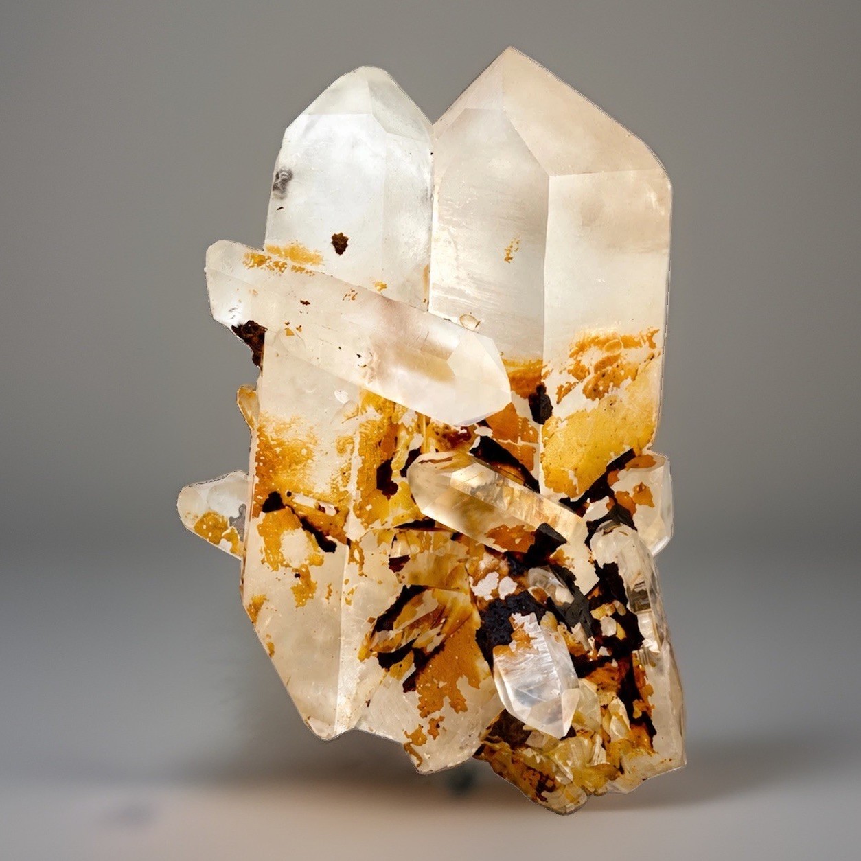 “Gilded Bloom” Hashupi Himalayan Golden Hematite Coating Quartz Matte Crystal