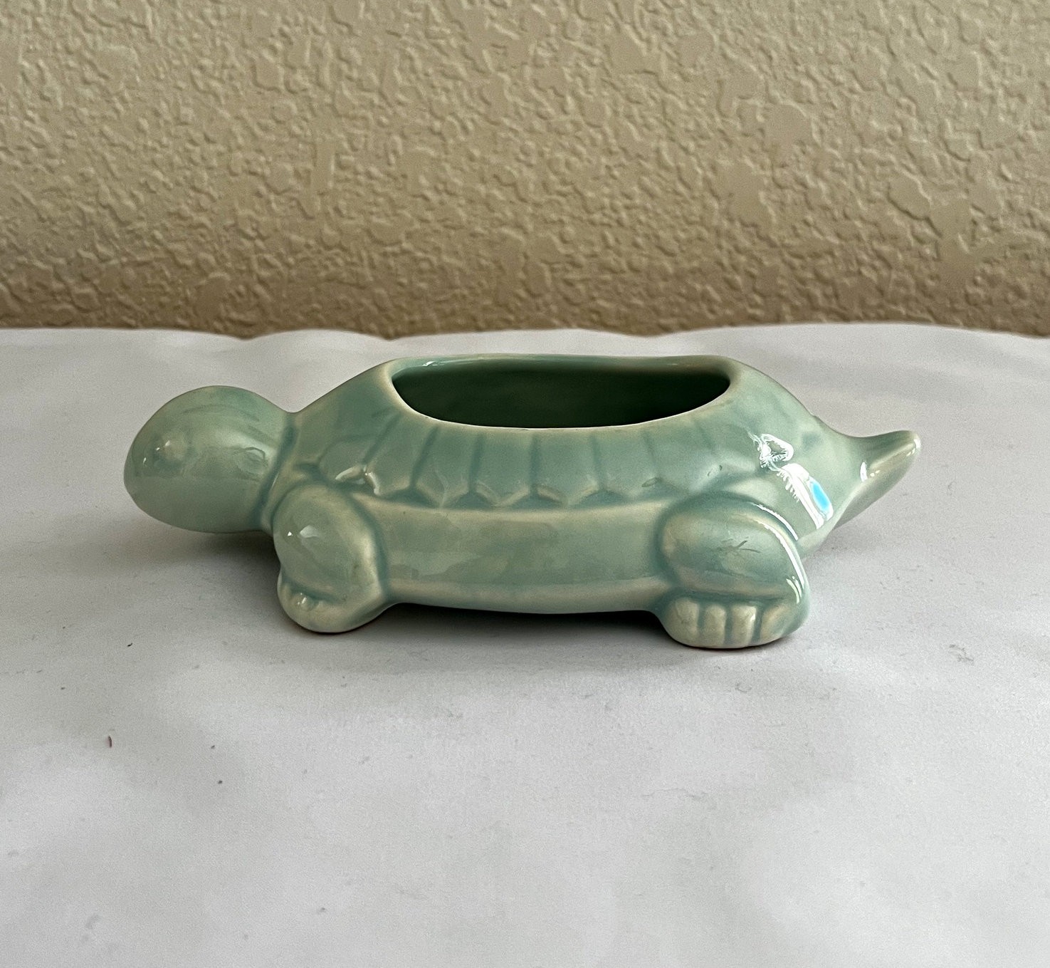 Rare 1930's Red Wing Figural Aqua Blue Turtle Ash Receiver Ashtray Art Deco