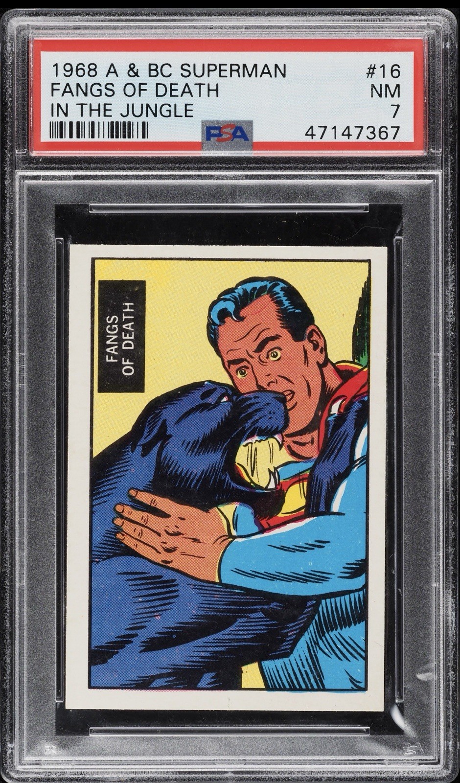 1968 A & BC Superman In the Jungle Fangs Of Death #16 PSA 7. Rare Card.